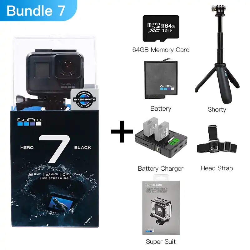 Original Gopro Hero 7 Black Action Camera 4k 60fps 1080p 240fps Video Go Pro Sports Hero7 Black Helmet Cam With Live Streaming Sports Action Video Camera Aliexpress