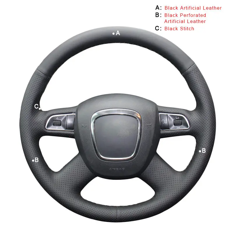 Авто оплетка на руль для Audi A3(8 P) Sportback A4(B8) Avant A5(8 T) A6(C6) A8(D3) Q5(8R) Q7 автомобильные чехлы - Название цвета: Artificial Leather