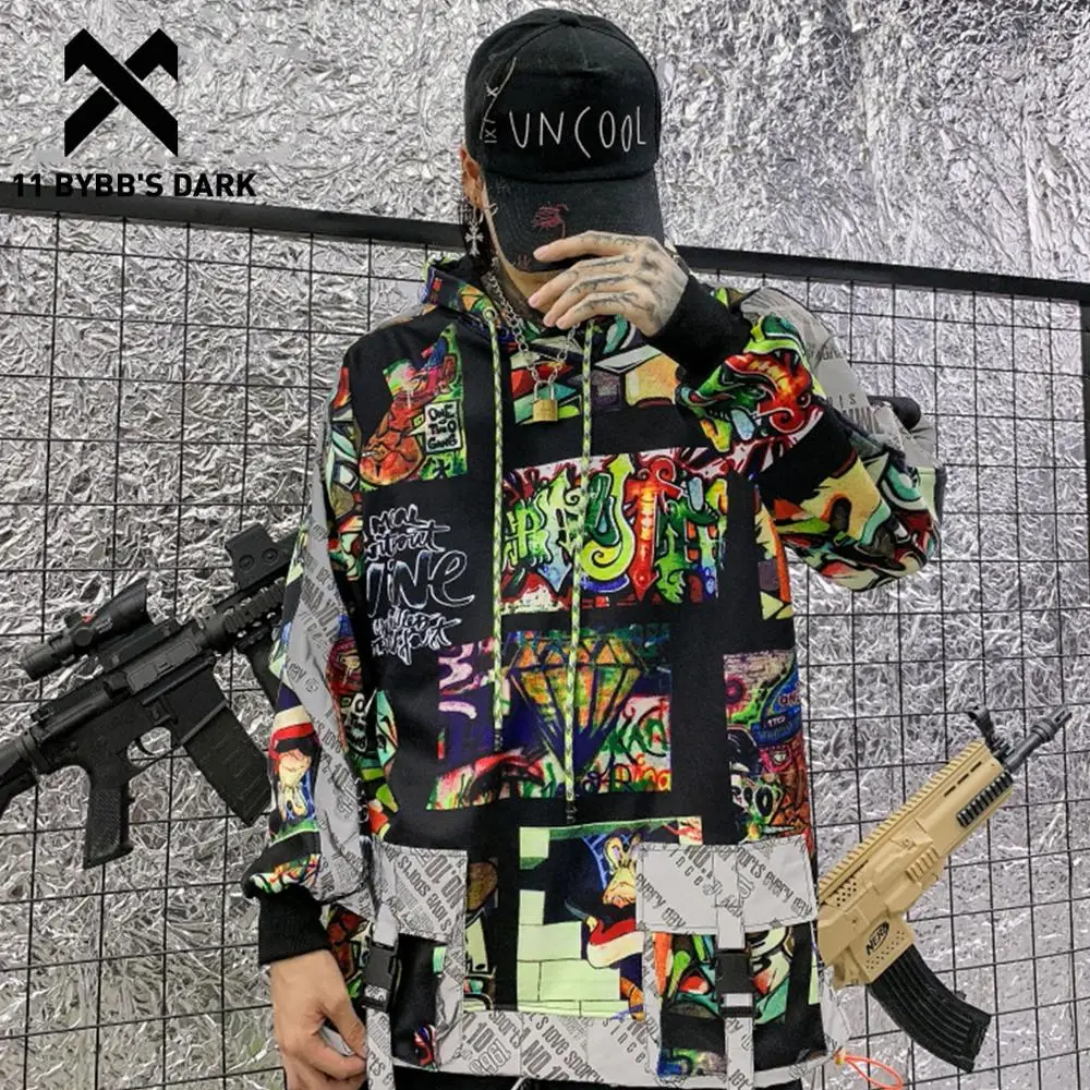 Мужская толстовка в стиле хип хоп 11 BYBB'S DARK Повседневная хлопковая с капюшоном