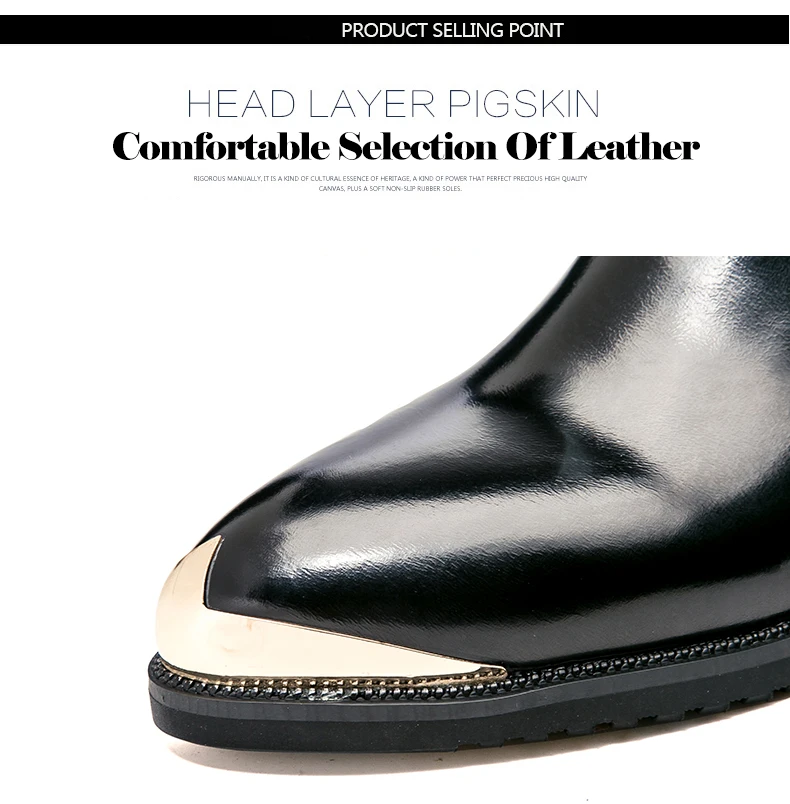 Luxury Brand Men's Chelsea Boots Winter Pointed Men Ankle Boots Fashion Waterproof Leather Flat Boots Casual Shoes Botas Hombre