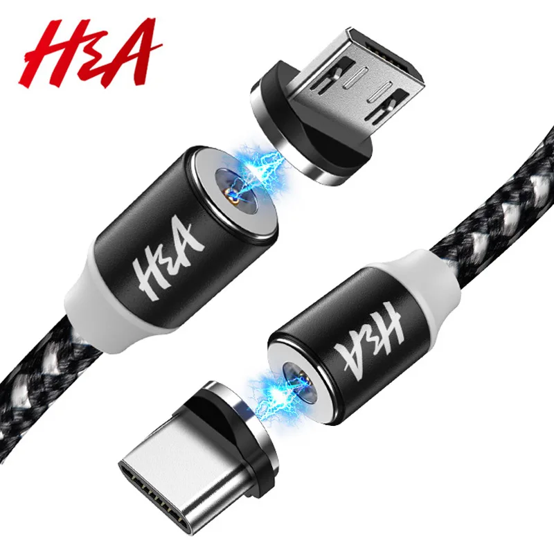 

H&A Magnetic USB Cable Fast Charging USB Type C Cable Magnet Charger Data Charge Micro USB Cable Mobile Phone Cable USB Cord
