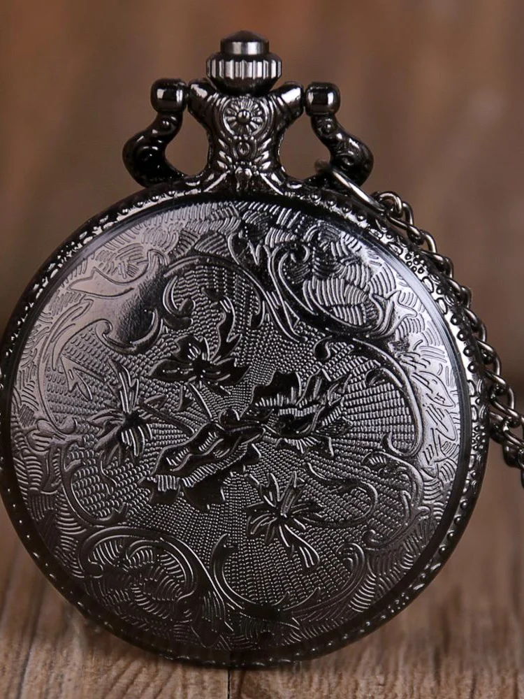 Antique-Steampunk-Octopus-Hollow-Half-Hunter-Quartz-Pocket-Watch-Black-Pocket-Watch-with-Necklace-Chain-Gift