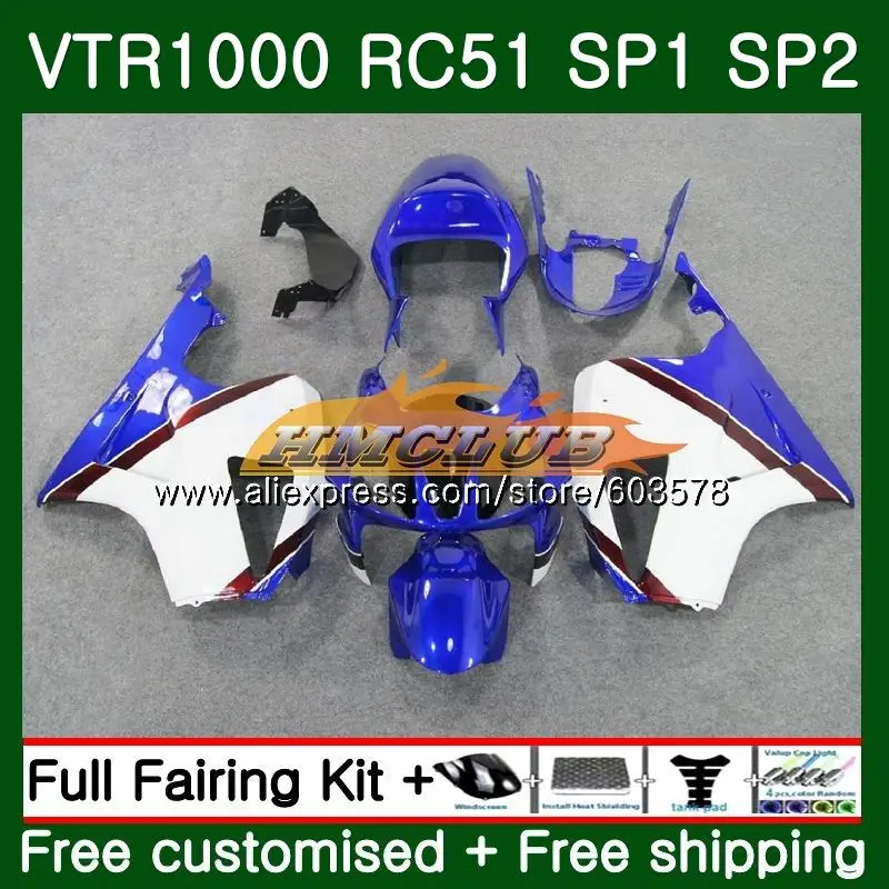 No. 1 Обтекатель для HONDA VTR1000 2000 2001 2002 2003 2004 2005 2006 белого и синего цвета 89CL. 26 клей-герметик VTR 1000 RC51 SP1 SP2 00 01 02 03 04 05 06 - Цвет: No. 1
