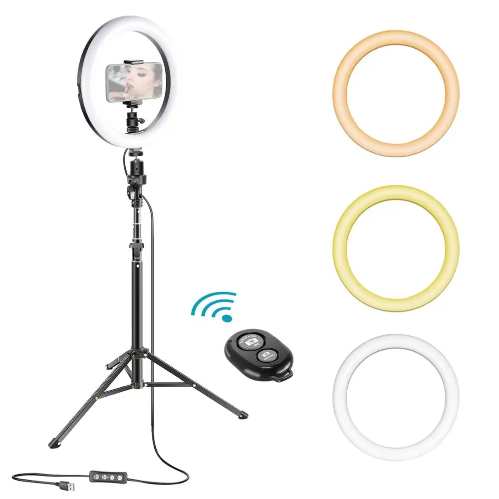 

Neewer 10 Inches Dimmable LED Selfie Ring Light for Live Stream/Makeup/YouTube Video/Vlog with Adjustable Tripod Stand
