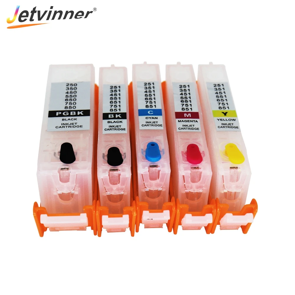 Jetvinner 5 цветный PGI 450 CLI 451 многоразовый картридж с чипами ARC для принтеров Canon PIXMA IP7240