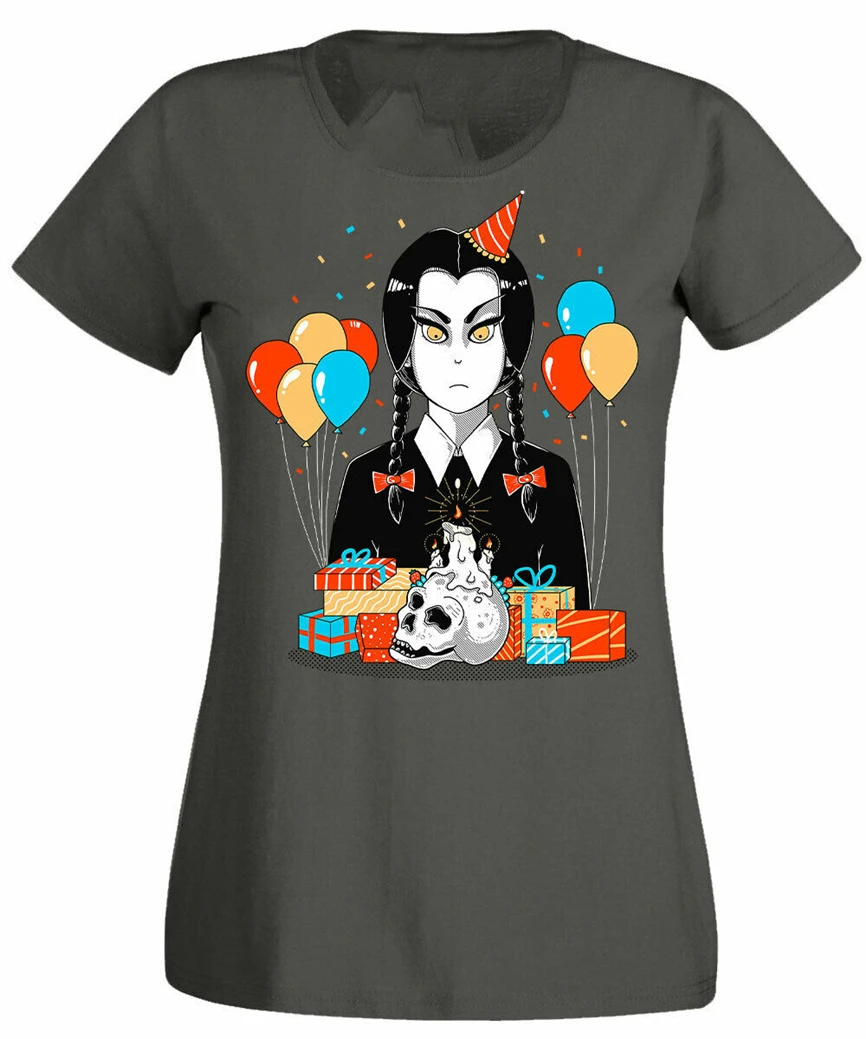 Happy Birthday T-Shirt Funny Wednesday Addams Goth Grumpy Gift Womens Ladies Loose Size Top Ajax Tee Shirt | Мужская одежда