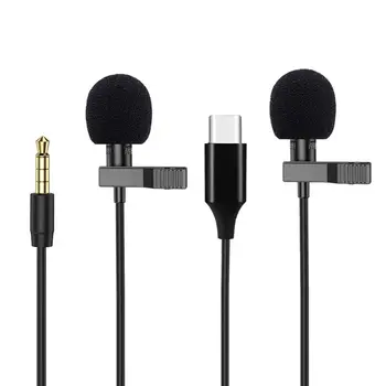 

USB Type C 3.5mm Mini Lavalier Microphone Omnidirectional Collar Lapel Clip-on Mic for iPhone An-droid Phones