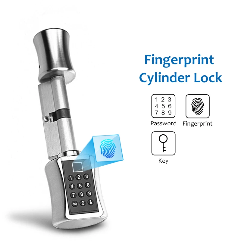  Fingerprint Smart Cylinder Lock European Style Electronic Door Lock Digital Keypad Code Keyless Loc - 4000308244897