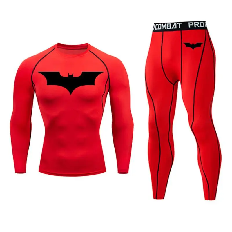 Бэтмен Зима Высокое качество новое термобелье мужские комплекты нижнего белья компрессионный флис пот быстросохнущие термо мужские - Цвет: sets