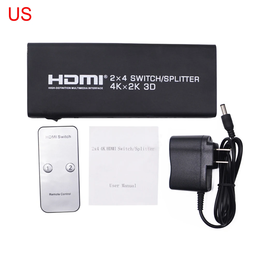 4K* 2K HDMI 2x4 переключатель сплиттер HDMI аудио экстрактор видео конвертер адаптер с пультом дистанционного управления 2 в 4 из 4 к 3D 1080p v1.4