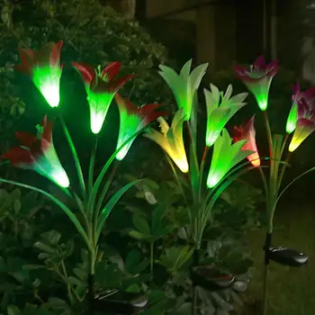 

2 Pcs 4 Heads Solar Lily Lantern Led Simulation Lantern Outdoor Decorative Lawn Lamp Solar Panel Led Lamp Garden Lighting