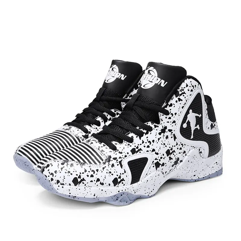 Мужская баскетбольная обувь с высоким берцем, баскетбольные кроссовки, Профессиональные уличные баскетбольные армейские ботинки, цветная тренировочная спортивная обувь унисекс - Цвет: white and black B