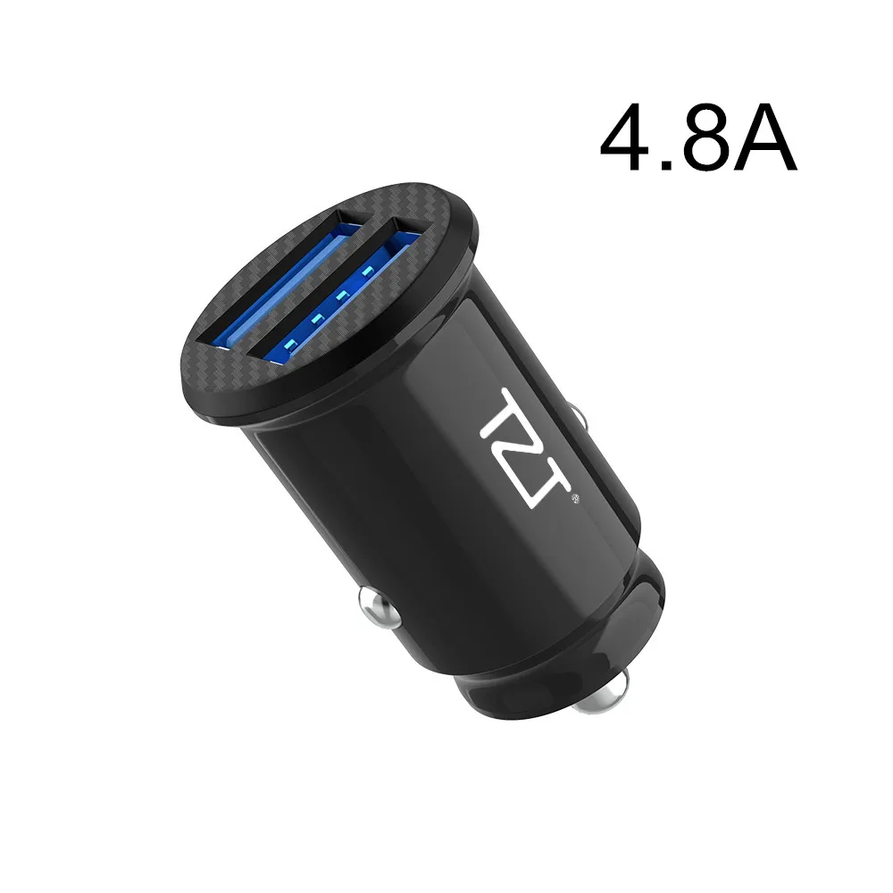 TZT углеродное волокно зерно разработанное мини быстрое зарядное устройство Автомобильное USB зарядное устройство для мобильного телефона планшета - Тип штекера: 4.8A