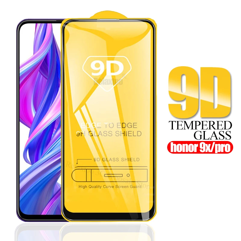 

9D Full glue honor 9x pro protective glass For huawei honor 9x tempered glass on honer 9x 9 x x9 screen protector safety Film 9H