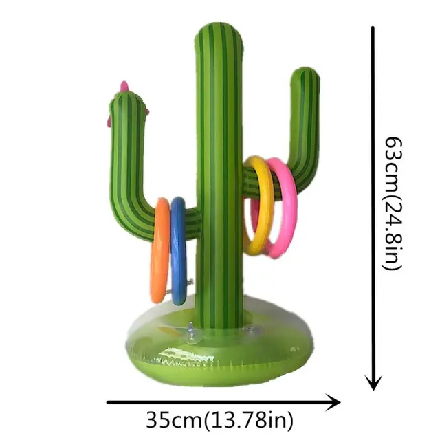 5 PCS Inflatable Cactus Ring Toss Game Inflatable Toss Game Pool Toys Luau Party Supplies Indoor Outdoor Game for Kids Adults 2