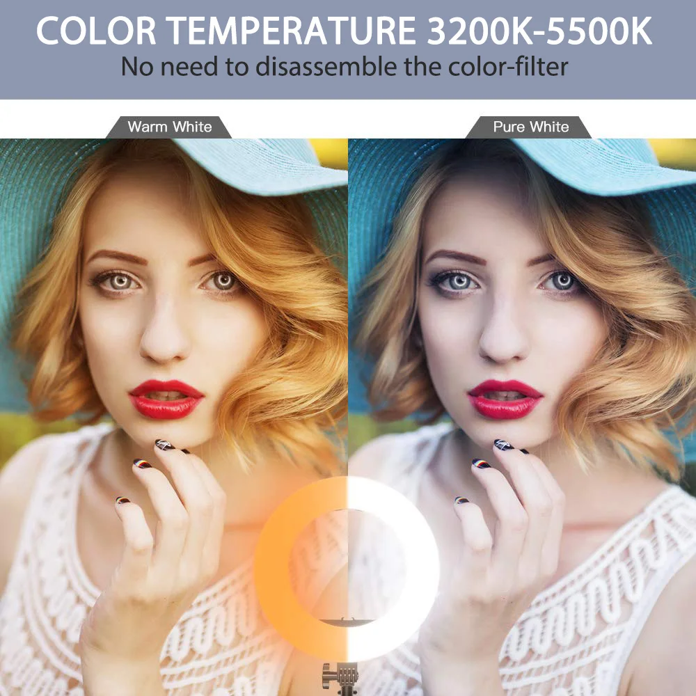  capsaver 14 inches Ring Lamps LED Ring Light Makeup Light Selfie Annular Lamp with Stand Phone Hold - 4000096168510
