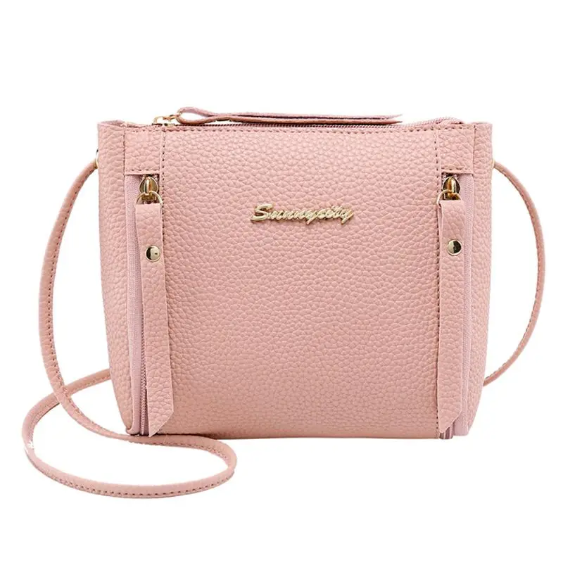 Модные новые женские Сумки из искусственной кожи кошелек через плечо сумка-тоут модная сумка на плечо для девочек - Цвет: Розовый