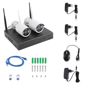 

2pcs Wireless 4 Channel NVR Kit Wireless CCTV Security System 2pcs WIFI IP Cameras Outdoor Indoor Home Surveillance Cam