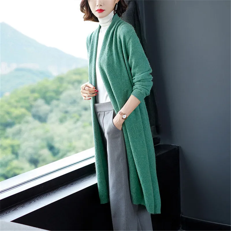 #^Special Price 2020 new Spring Autumn Solid color Long Sweater Cardigan Women Scarf collar loose long sleeve Knitted Sweater Coat Female XA113