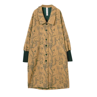 [11,11] IRINACH88 зимняя новая коллекция большого размера длинное Вышитое шерстяное пальто - Цвет: Хаки