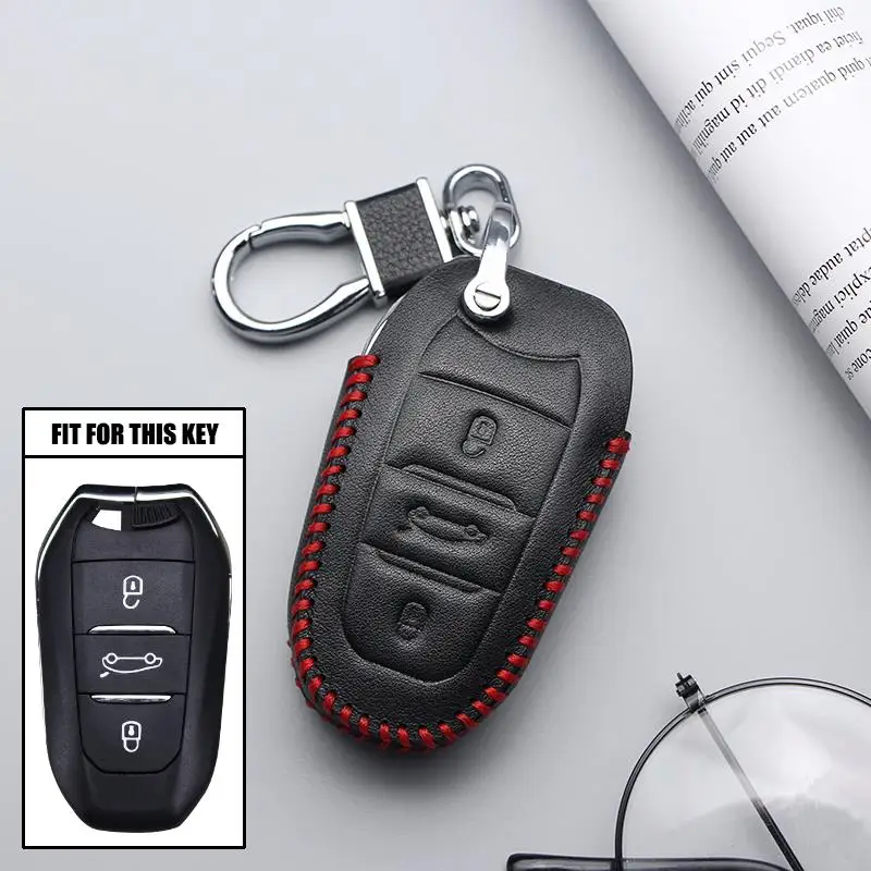 Для peugeot 307 206 207 407 308 301 3008 406 408 607 208 508 автомобильный брелок для ключей чехол, накладка, авто стиль - Цвет: Red Line
