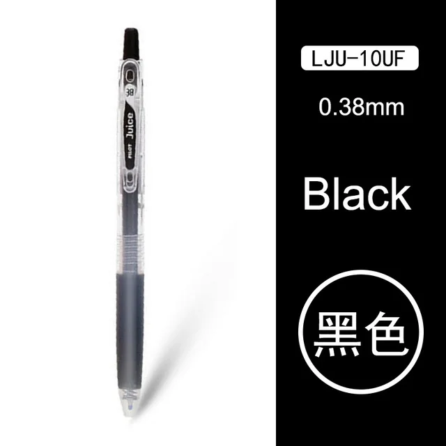 Ручка Pilot Juice, гелевая ручка, 1 штука, 0,38 мм, 24 цвета, LJU-10UF для школы, офиса, канцелярские принадлежности, гелевые ручки - Цвет: Черный