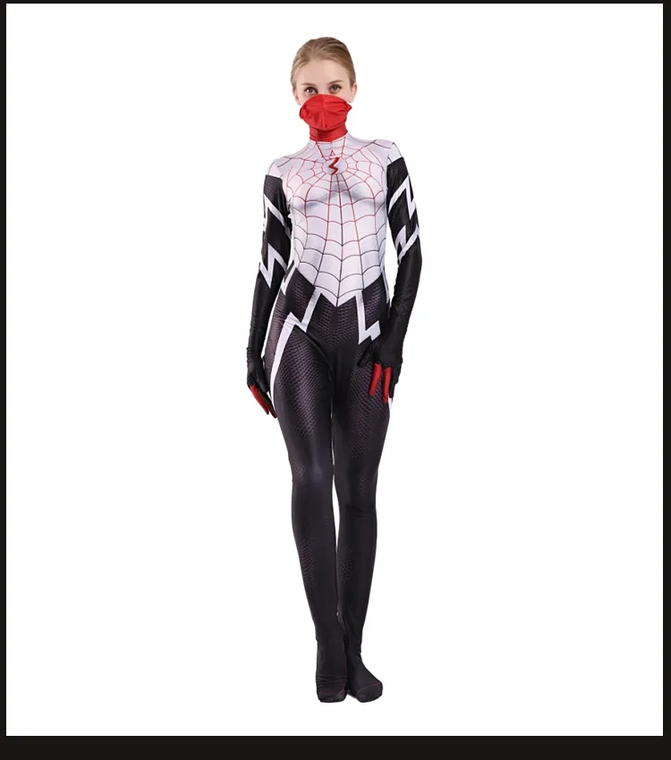Женский костюм для костюмированной вечеринки «Человек-паук» из шелка Синди Мун; костюм супергероя Zentai; боди; костюм с маской; комбинезоны