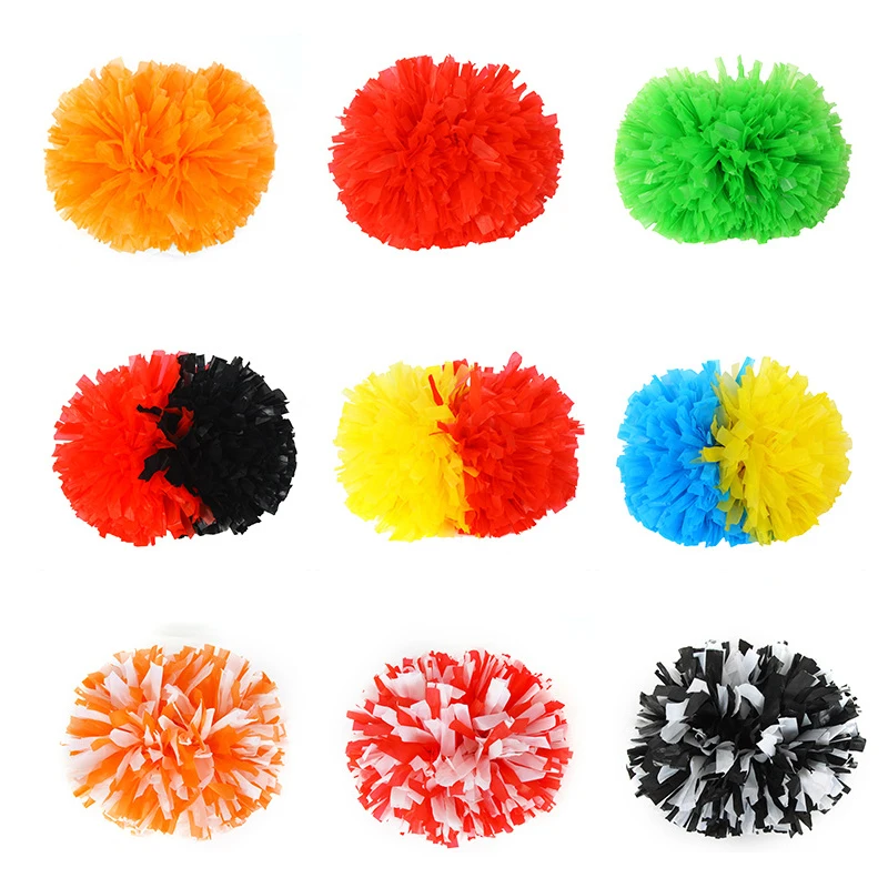 2pcs colorfast no fading cheerleader pom poms cheerleading pompoms Cheering pompom Flower Took Ball Bouquet Plastic Handles