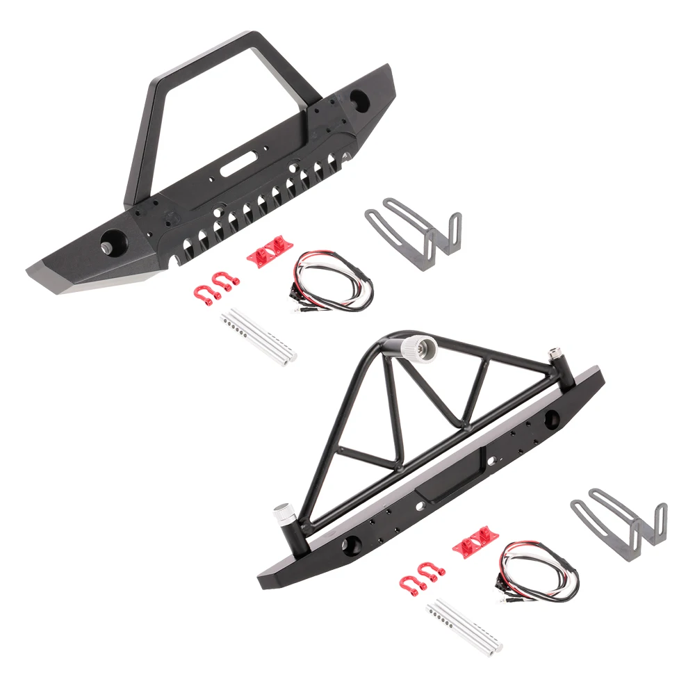

Metal Front and Rear Bumper with LED Light Lamp for Traxxas TRX-4 SCX10II 90046 1/10 RC Car RC Crawler Parts