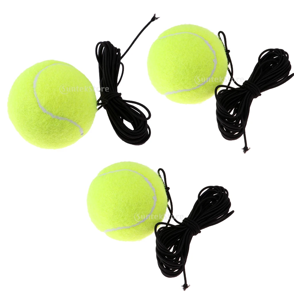 Pack Of 3 Tennis Training Ball Exercise Resiliency Practice Balls With Cord