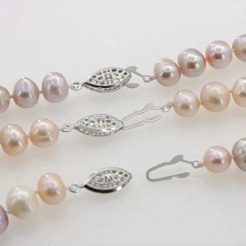 WUBIANLU 4 colors 7-8mm Pink Pearl Necklace Bracelet Earring Sets Women Jewelry Making Design Fashion Style Girl Gift Wholesale (38)