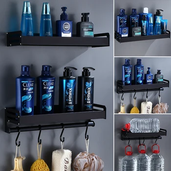 

Wall-Mount Spice Racks Aluminum Kitchen Organizer Storage Shelves Utensil Spoon Hanger Hook Kitchen Gadgets Accessories Supplies