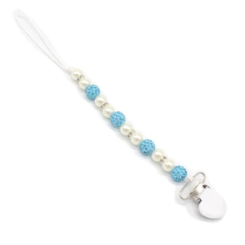 

Baby Pacifier Clip Boy Girl Crystal Plastic Beaded Pacifier Holder Clip Nipple Teether Dummy Strap Chain Soother Chain Toys Lake