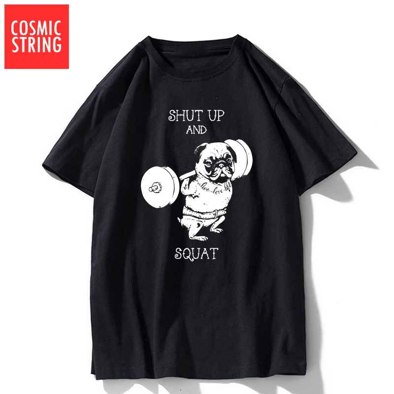 COSMIC STRING top quality 100% cotton pug print men T shirt casual short sleeve men tshirt male cool summer t-shirt tee shirts