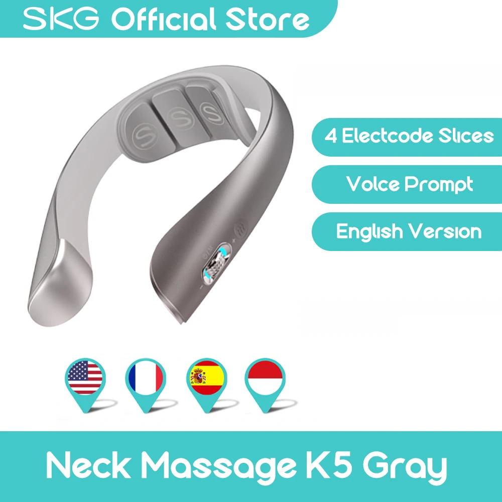 SKG Massager For Neck k5 Electric Pulse Neck Massager Relieve Pain Sound Prompt Head Massager Hot compress