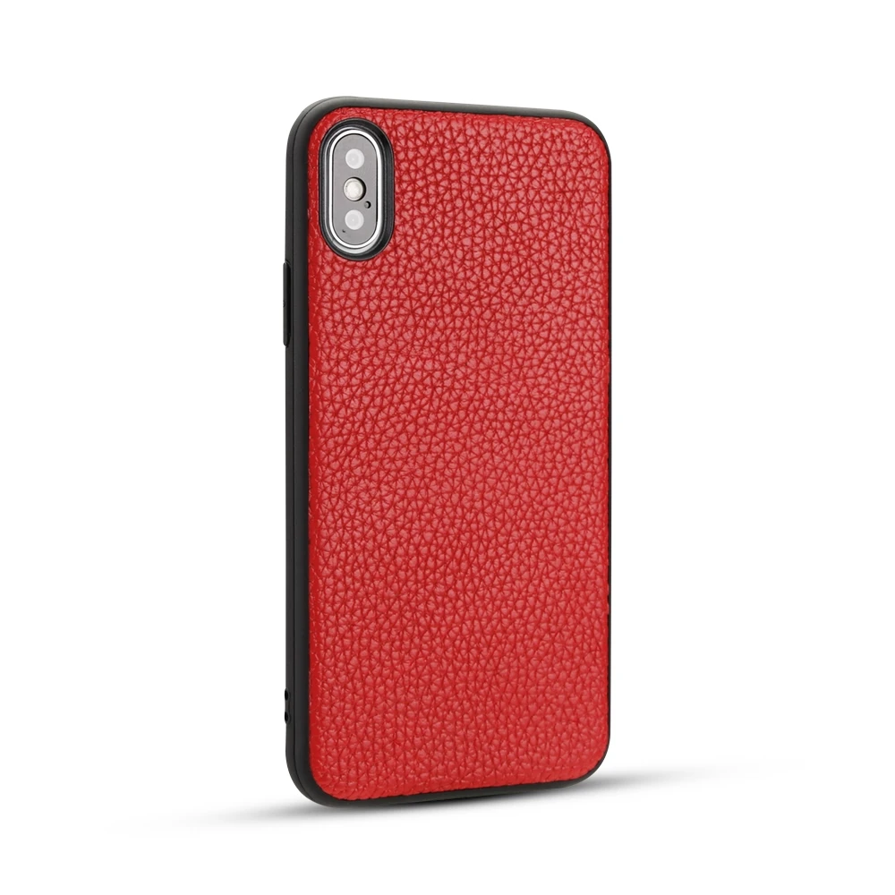 Красный Чехол для iPhone 8 8Plus X XS XR XS MAX личи из искусственной кожи анти-падение ТПУ защитный чехол - Цвет: Красный