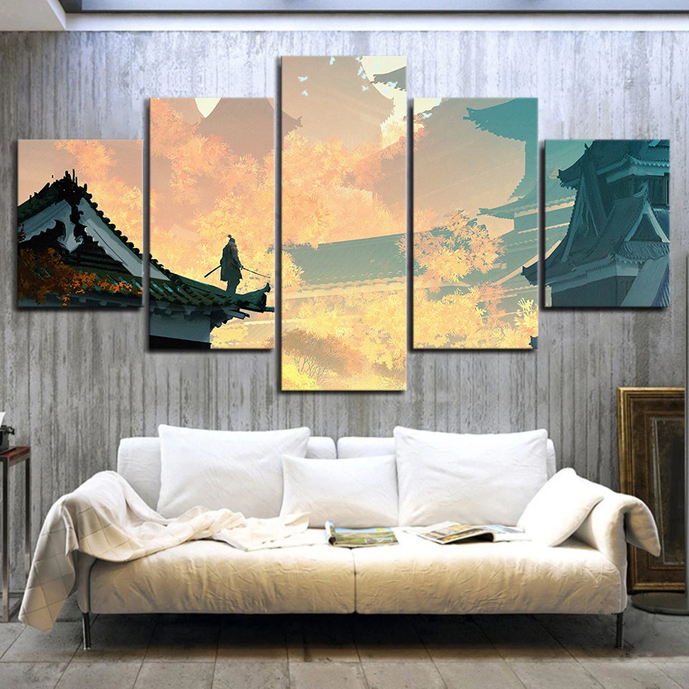 

No Framed 5 Pieces Sekiro Shadows Die Twice Game Gift HD Wall Art Canvas Posters Pictures Paintings Home for Living Room Decor