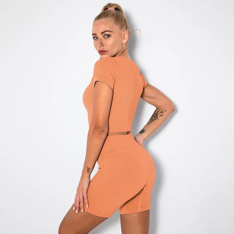 2/4/6PCS Seamless Women Yoga Set Workout Sportswear Fitness Bra Sport Pants Gym Clothing High Waist Leggings Shorts Sports Suits