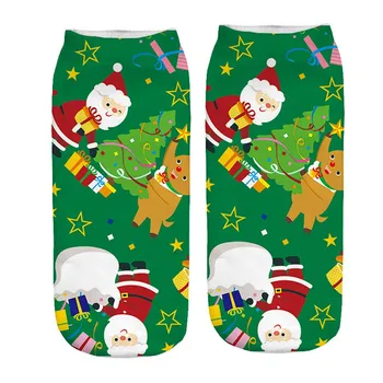 

Cartoon 3D Printing Christmas Sock Men Women Straight Santa Claus Short Socks Christmas Tree Christmas Snowman Hosiery