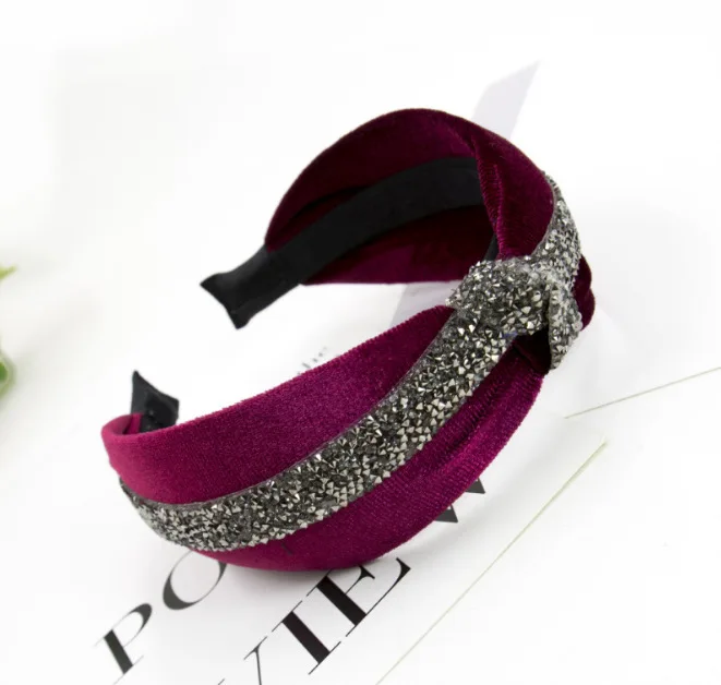 Korean-style Top Grade Gold Velvet Diamond Set Leopord Pattern Hair Bands Knot Large Rims Versatile Headband Women's