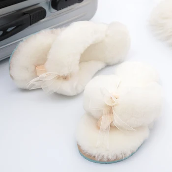 

2019 Winter Large Size High Quality Sheepskin Slippers Flip-conditioned Home Wool Slippers Womens Flip Flops Indoor Shoes