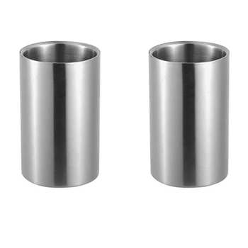 

2Pcs Wine Cooler Bucket Stainless Steel Double Wall Wine Bottle Cooler Holder Beer Chiller Champagne Cooler Ice Bucket
