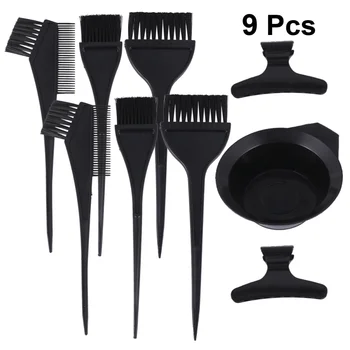 

9pcs Hair Dye Kit Durable Professional Lightweight Hair Dye Kit Dyeing Bowls Dyeing Brushes For Barber Home