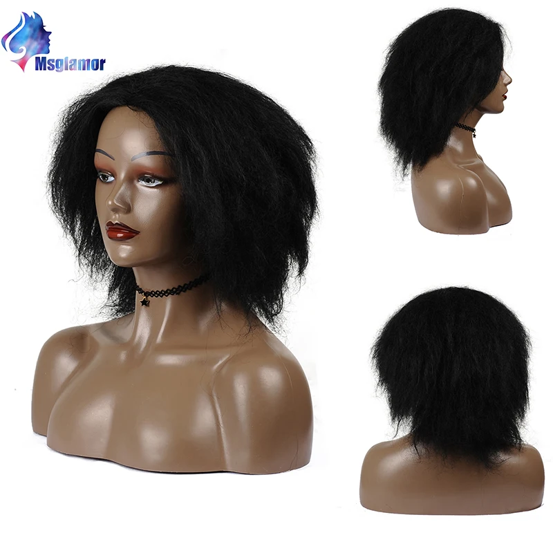

kinky straight wig in synthetic afro wig natural balck Short Kinky Curly Fluffy Wig for balck women African American MSGLAMOR