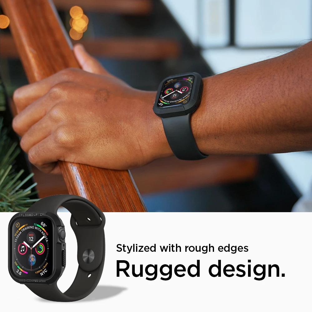 Spigen Rugged Armor Case For Apple Watch Series 7/6/se/5/4 - Flexible Soft  Tpu Matte Black Cases 44mm 40mm - Smart Accessories - AliExpress