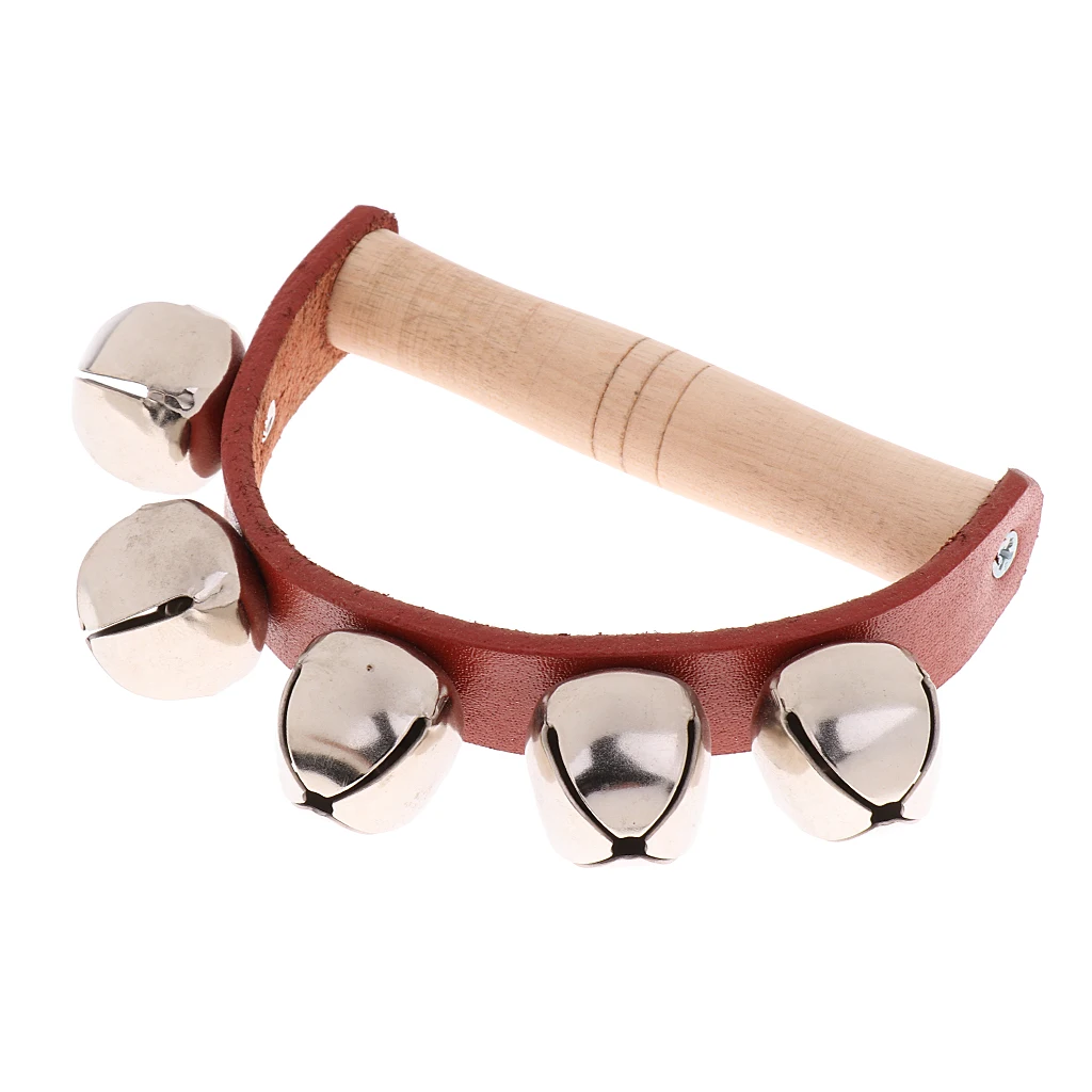 Wooden Handle Bell Shaker Rattle Toys for Baby Kids Musical Instrument