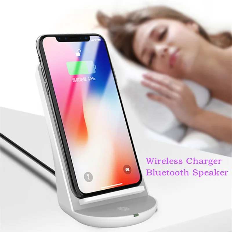 Bluetooth динамик Беспроводное зарядное устройство для Samsung Galaxy S8 S9 S7 S6 Note 5 8 iPhone X US
