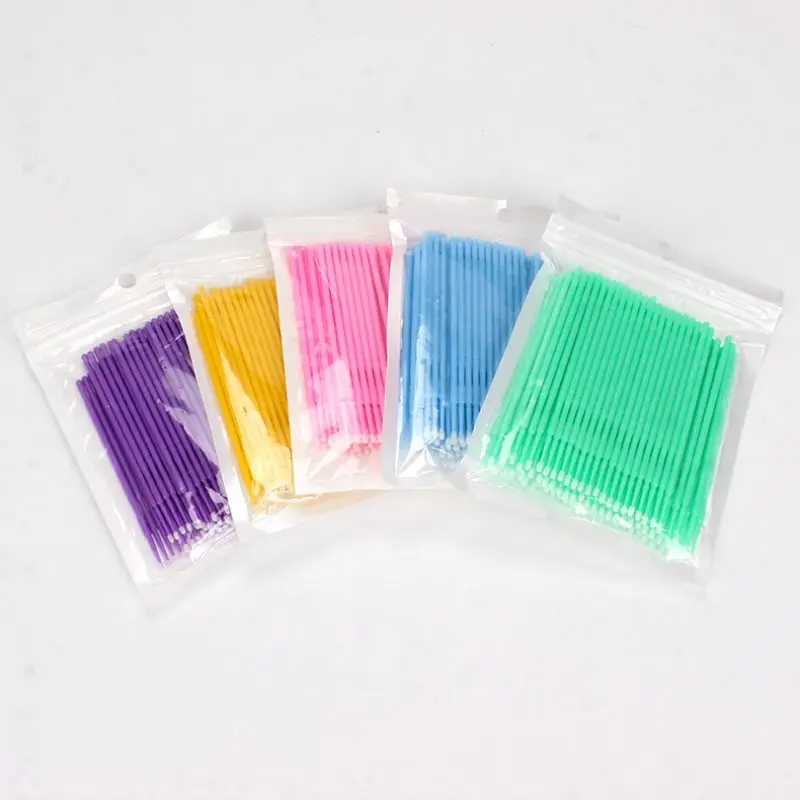 100Pcs/set Disposable Colorful Cotton Swabs MicroBrush Eyelashes Extension Cleaning Swab Cosmetic Tool For Make Up Stick Eyelash