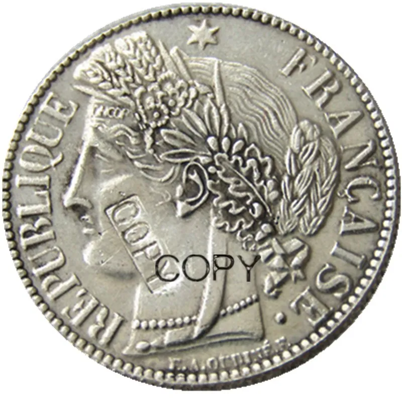 Франция 1 Франк 1849K 1850B посеребренные копии монет