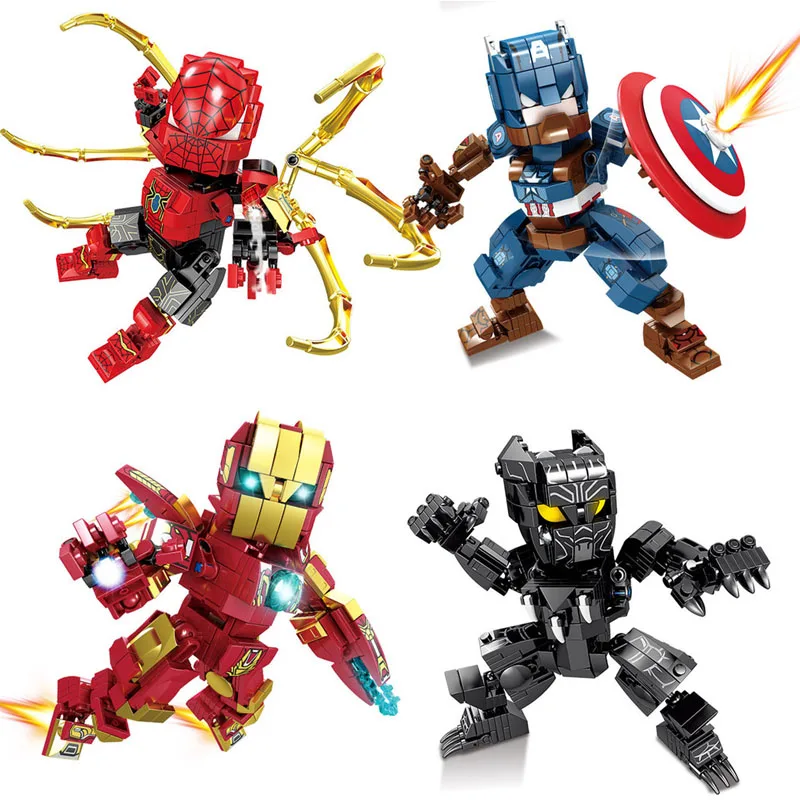 1271 шт. серия Marvel Super Heroes Человек-паук Железный человек Капитан Америка Черная пантера фигурки строительные блоки игрушки подарки